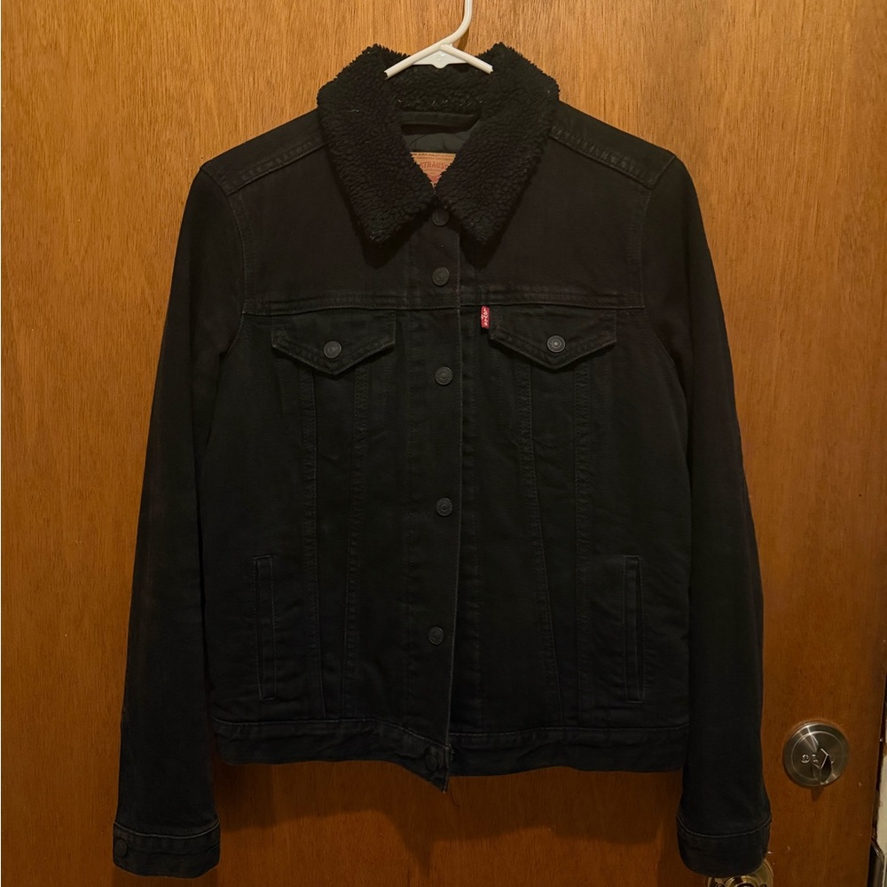 Levi’s Black Denim Jacket with Sherpa Collar